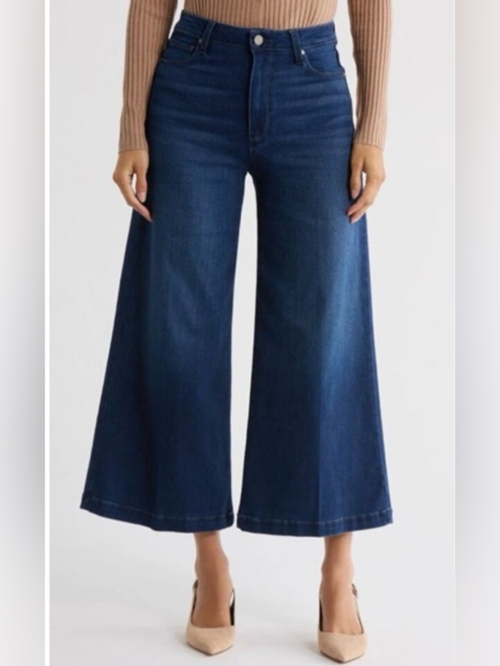 NWT PAIGE Lennie, Wide Leg Ankle, Dark Blue Denim Jeans